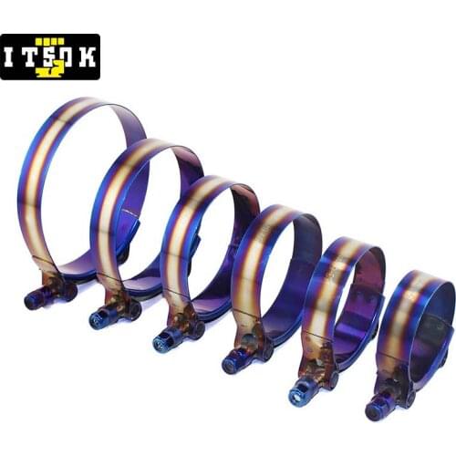 Titanium Blue Hose Clamp Kit Stainless Steel 1.75" To 3.5" T Bolt Style Adjustable Pipe Fix Clip Universal 45mm To 98mm For Car