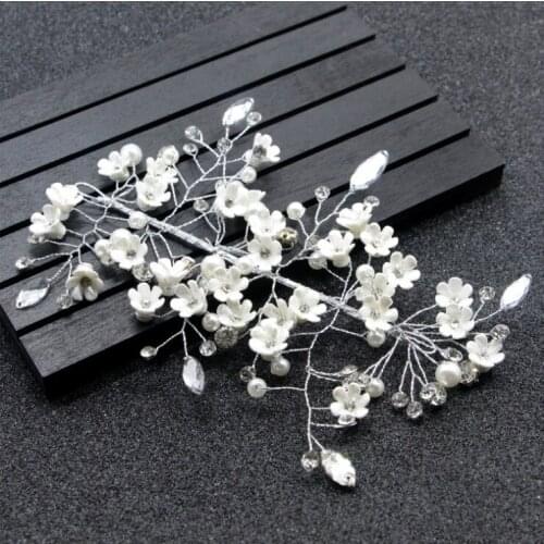 White Flowers hair ornaments headdress for elegant bride wedding prom hair comb hair accessories leaves jewelry hairpins