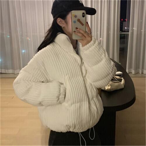 Corduroy Casual Coats For Women Japanese-style Solid Soft Thicken Warm Jackets Female All-matching Winter Clothes Fashion 5G1021