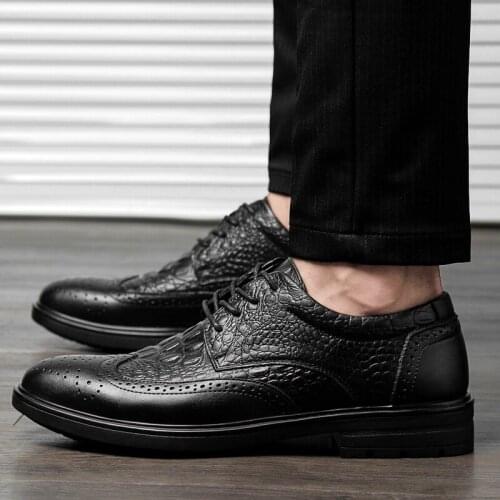 Spring Classic Business Luxury Genuine Leather Men Formal Crocodile Shoes Oxfords Footwear Suit Black Wedding Dress Oxford