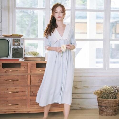 Roseheart New Women White Purple Sexy Sleepwear Night Dress Lace Homewear Nightwear Luxury Nightgown Female Court Gown Cotton