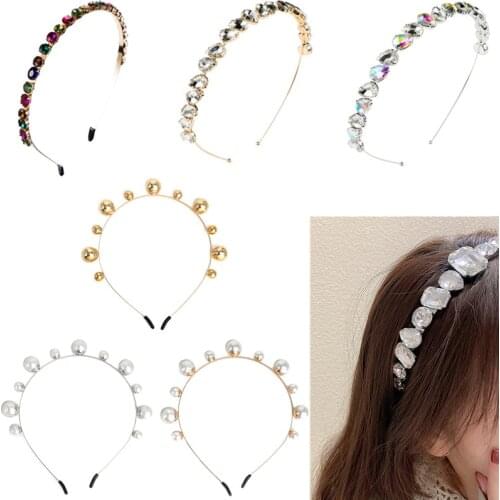 CN Rhinestone Crown Headband Bezel Crystal Women Hair Bands Trendy Bridal Fashion Hairband Headwear Hair Accessories 2021 New