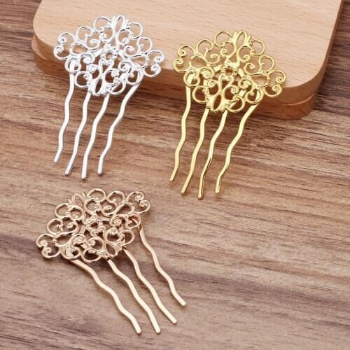10pcs/lot 37*58mm Vintage Bridal Hair Comb Hair Clips Insert Metal Comb Hair Accessories For Women