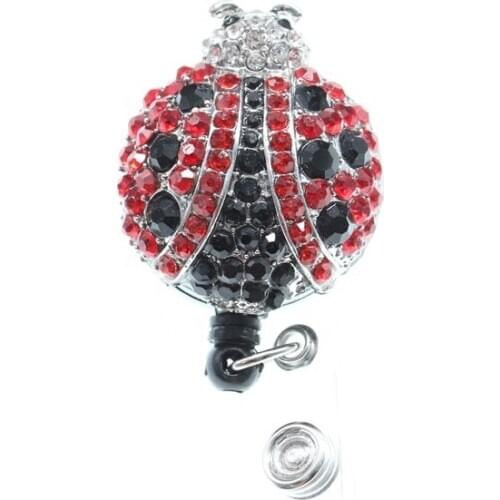 100pcs/lot HOTSALE Pink Rhinestone Embellished Ladybird Brooch Pin Fashion Women Jewelry for ID Badge