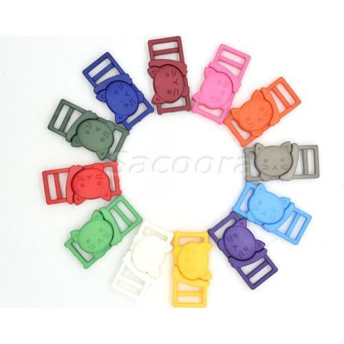 12pcs 3/8"(11mm) Colorful Cat-Head Plastic Buckle Safty Breakaway Buckles For Cat Collar Paracord Bracelet Bra Accessories