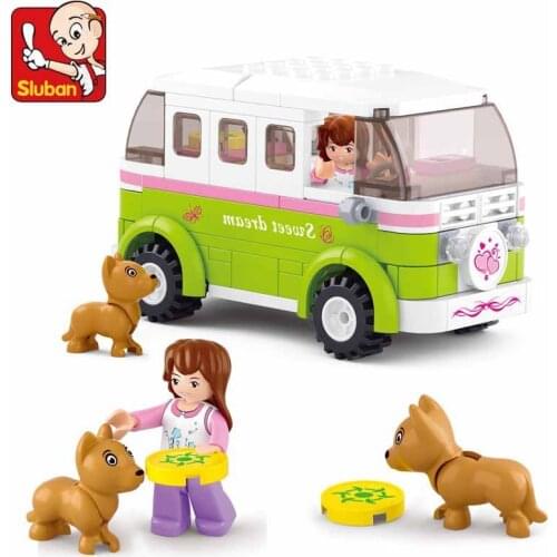158Pcs Girl Dream Friends Camper Car Bus Building Blocks Bricks Sets Technic Figures Playmobil Educational Toys For Children