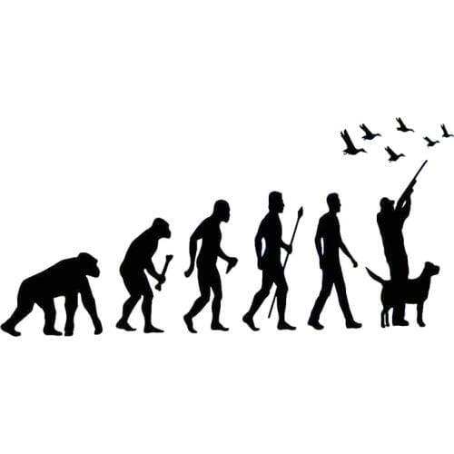 16cm*7.8cm Hunt Evolution Hunter With Dog Duck Vinyl Decal Accessories Interesting Car-styling Car Sticker Black Silver S6-2709