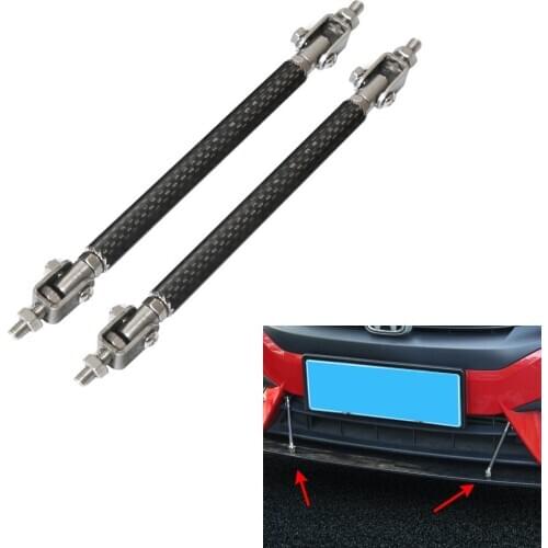 2pcs Universal Front Bumper Lip Splitter Strut Rod Tie Support Bars 3.9'' Black