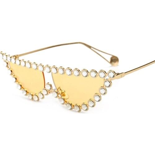 2021 Fashion Diamond Sunglasses Luxury Woman Brand Designer Vintage Retro Triangular Cat Eye Glasses Oculos De Sol