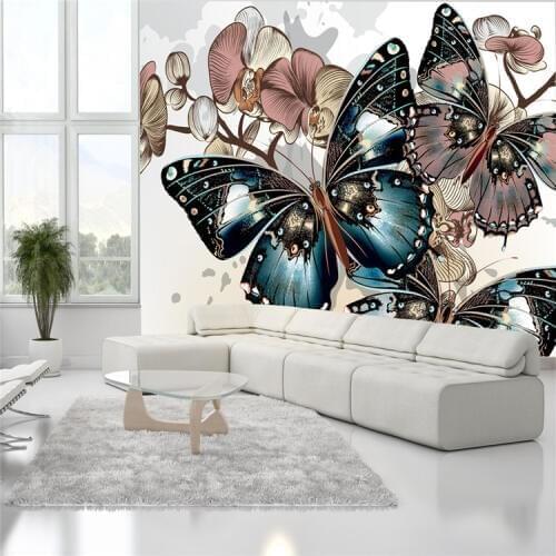 Butterfly orchid Flower Murals 3d wall murals wallpaper for bedroom and Background 3d photo murals Fresco 3d murals