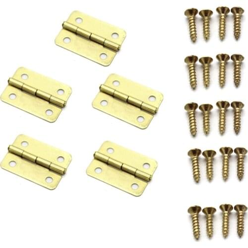 5pcs 2.3*1.9 Imitation Copper Kitchen Cabinet Door Hinges Furniture Accessories 4 Holes Gold Drawer Hinges For Jewelry Boxes