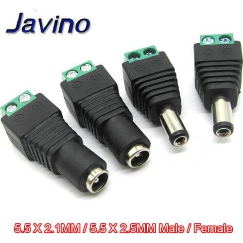 5.5mm x 2.1mm/2.5MMFemale Male DC Power Plug Adapter for 5050 3528 5060 Single Color LED Strip and CCTV Cameras