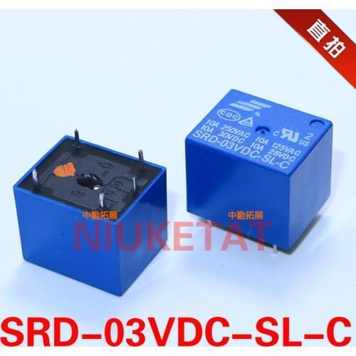 5pcs SRD-03VDC-SL-C 3VDC 10A 250 VAC Power relay PCB Type T73-5V 5 feet SRD-3VDC-SL-C 3V 250VAC New and original Free shipping