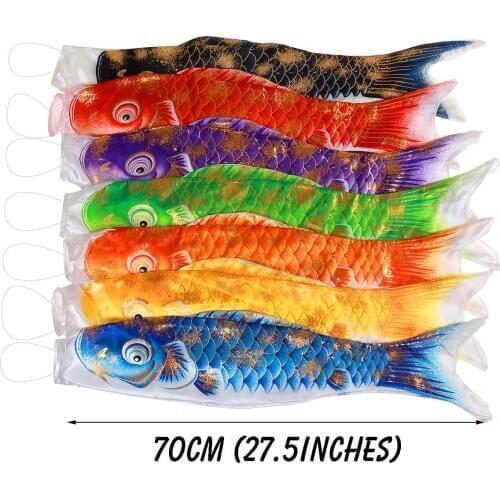 70CM 7Color Japan Style Carp Wind Sock Flag Wind Chimes Hanging Decorations Yard Koinobori Hanging Decor