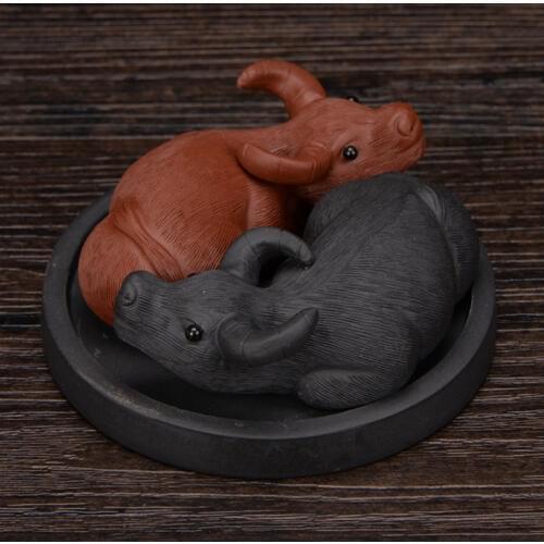 Tea pet ceramic purple sand bull ox fengshui home decor ornament gift figurines Tabletop adornment
