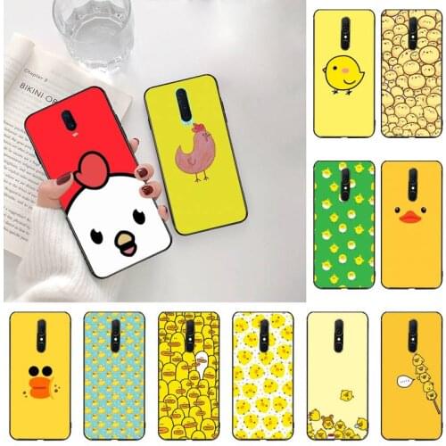 CUTEWANAN Cute Yellow Chickens Duck Soft black Phone Case For Oppo A5 A9 2020 Reno2 z Renoace 3pro Realme5Pro