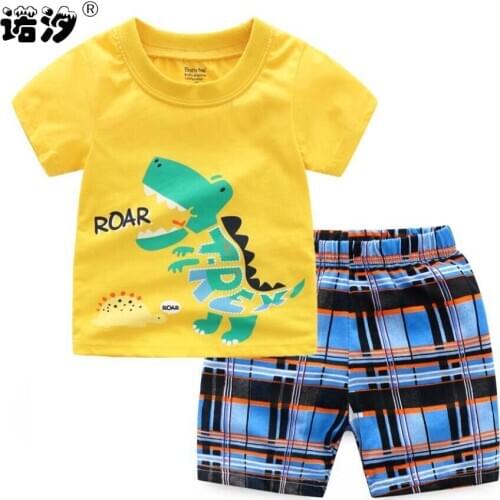 Baby clothes boys Summer clothes sets 1-5T kids 100% cotton t-shirt+short pants children Tees super soft special for little baby