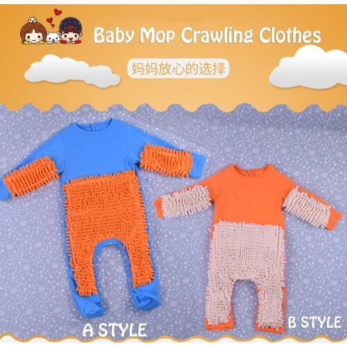 Baby Mop Footsies Clothes Lala jersey long sleeve Crawling Clothes Jumpsuit One-Piece Suit Cotton Infant Cleaning Mop Suit
