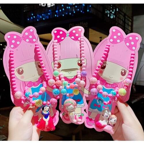 Childrens Set Necklace Jewelry Baby Princess Cute Cartoon Ring Bracelet Hanging Neck Glowing Toy Crystal Jewelry