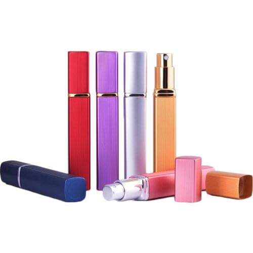 6 Color 12ml Mini Portable Perfume Bottle Metal Case Glass Perfume Bottle Aluminum Nozzle Travel Refillable Empty Bottle Parfum