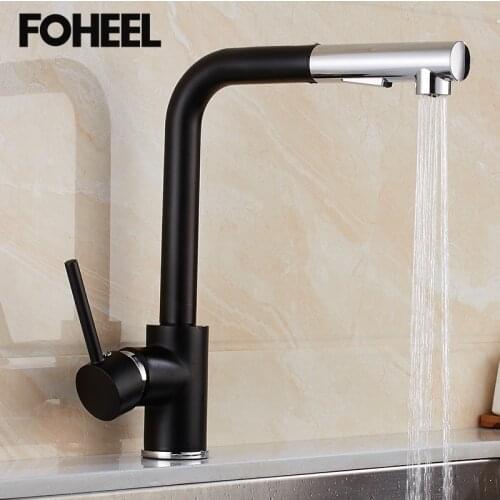 FOHEEL Kitchen Faucet Single Hole Pull Out Spout Kitchen Sink Mixer Tap Stream Sprayer Head Mixer Tap