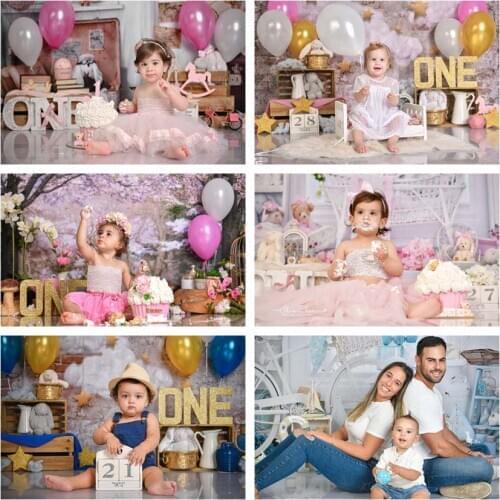 Mehofond Cake Smash 1st Birthday Background For Photography Balloons Flower Boy Girl Party Backdrop Photozone Photo Studio Decor