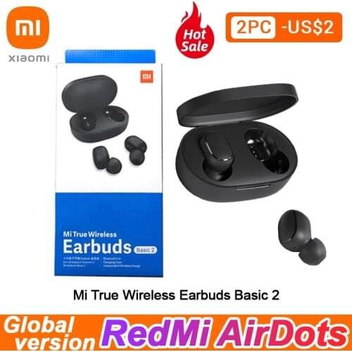 Global Version Xiaomi Redmi Airdots 2 TWS Wireless Bluetooth 5.0 Earphone Mi True Wireless Earbuds Basic 2 Auto Link TWSEJ061LS
