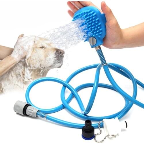 Pet Shower Tool Multi-Function Comfortable Grip 2 Transfer Ports Simple Style Ultra-Long Flexible Hose Anti-Dropping Adjustable