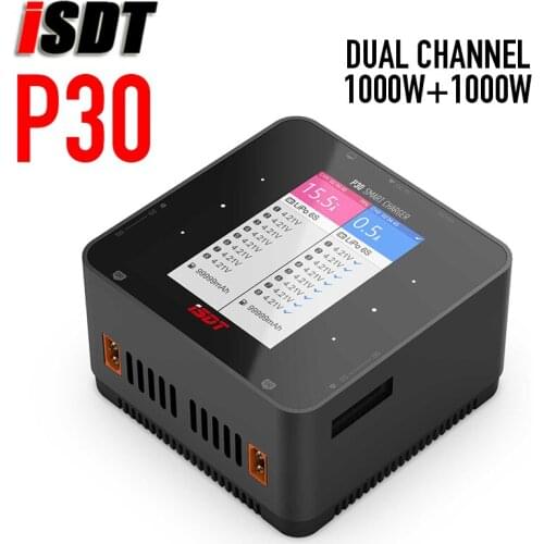 ISDT P30 1000WX2 30AX2 High Power Dual Channel Snychronous BattGo Battery Balance FPV Charger Discharger for 1-8S Lipo Battery