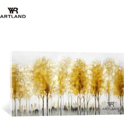 Forest natural scenery gold money trees for wall decoration Hand drawn oil painting on canvas wall art picture for living room