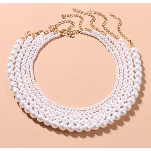 KINFOLK Luxury Pearl Stone Chian Choker Necklace for Women Charming Handmade Adjustable Party Sweater Jewelry Collar 2021