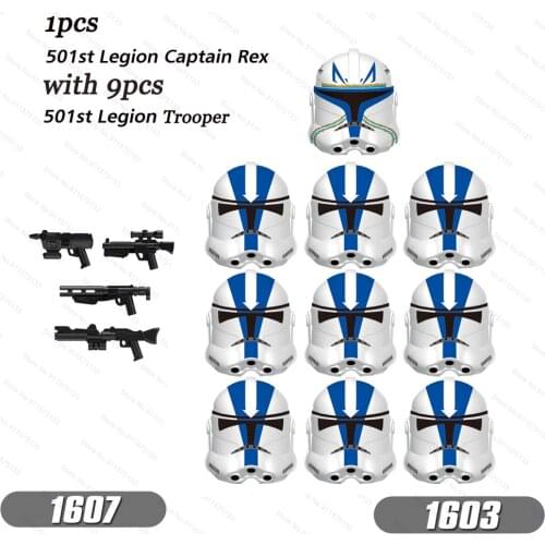 10pcs/lot Captain Rex with Clone 501st legion Troopers Building Blocks Bricks Star Action Figure Wars Toys Children Gift