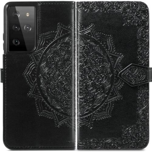 3D Mandala Wallet Leather Card Holder for Samsung S21 FE 5G 2021 Flip Case Samsung Galaxy S21 Ultra S 21 Plus Wallet Cover Coque