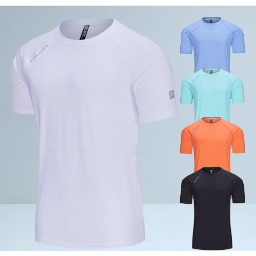 Summer 2021 New Brand Nylon Mens Short Sleeve T-Shirt Breathable Running Sports T-Shirt Pure Color Casual Loose T Shirt for Men