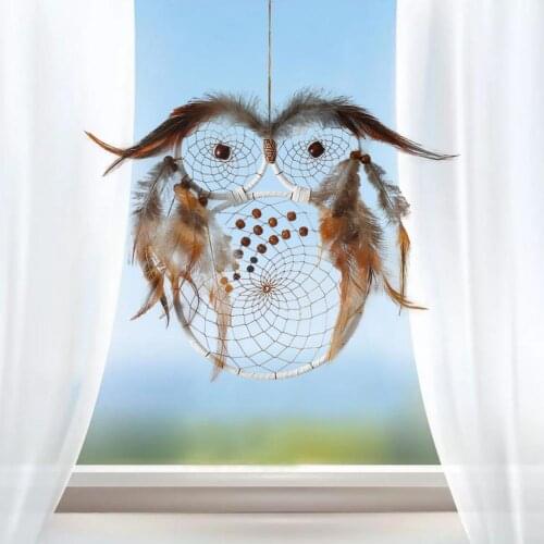Owl Dream Catcher Home Bedroom Owl Bird Feather Hanging Ornament For Store Window Christmas Decoration Drop Shipping Wholesale