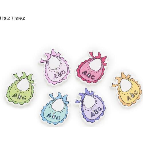 30pcs 2 Hole Letter Baby Bib Wood Buttons Home Decor Clothing Sewing Scrapbooking Card Making DIY 29x25mm