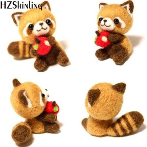 Non-Finished Felt Creative Cute Squirrel Toy Doll Wool Felt Poked Kitting Non-Finished Handcarft Wool Felting Material Package