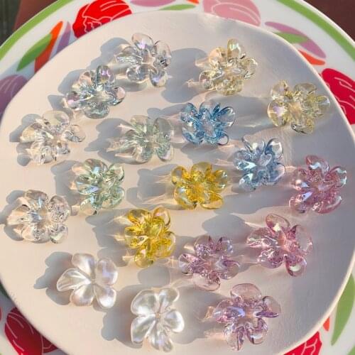 Irregularly colored transparent small flower patch DIY hand hair clip jewelry earring earring accessories material