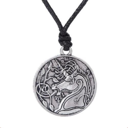 Pendant Necklace For Female Male Horse And Plant Pattern Charm Viking Necklace Personality Good Gift Zinc Alloy Dropshipping