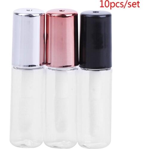 10 PCS 4.3x 1cm Empty Transparent PE Lip Gloss Tubes Plastic Lip Balm Tube Lipstick Mini Sample Cosmetic Container With Cap