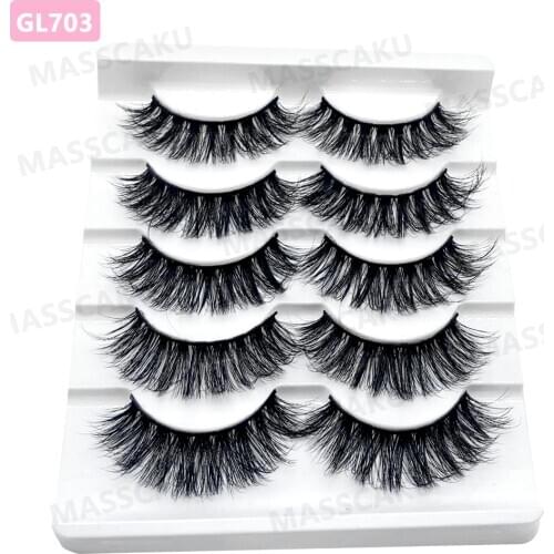 MASSCAKU 5 pairs natural false eyelashes fake lashes makeup 3d mink eyelash extension faux mink eyelashes for beauty