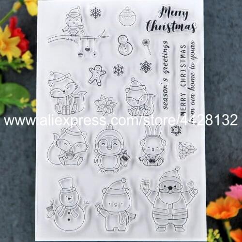 Merry Christmas Santa Snowman Seasons greetings Scrapbook photo cards rubber stamp clear stamp transparent stamp 2012129