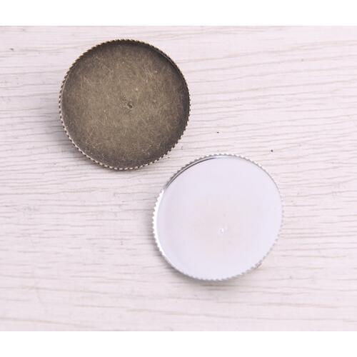 SWEET BELL 24pcs 25mm Inner Size Two Color Round Punk Toothed Brooch Cabochon Base Setting Charms Pendant