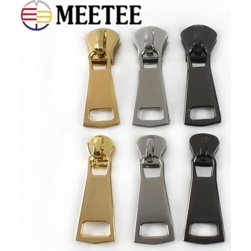 Meetee 5pcs 8# 15# Resin Zipper Slider for Resin Zips Head Metal Puller for Jacket Zip Repair Kits DIY Garment Sew Zipper Slider