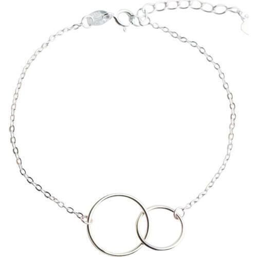 Entwined Double Karma Circle Interlocking Circles Bracelet 925 Sterling Silver Jewelry Mother Birthday Gift Eternity Bracelet