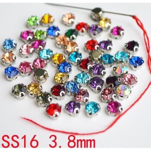 Sew On Rhinestones Strass Shiny Glass Beads Mix Color 100pcs/lot 3.8mm Crystals DIY Gem decoration
