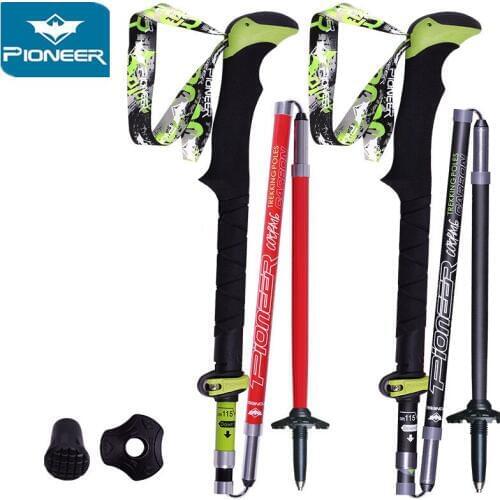 1 Pair Ultralight Folding Nordic Walking Stick Carbon Fiber Trail Running Hiking Trekking Poles Collapsible Alpenstock 2 pack