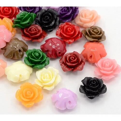 10pcs 14mm Dyed Artificial Coral Beads 3D Flower Rose Beads for Jewelry Making Accessories DIY Bracelet Charms Mix Color