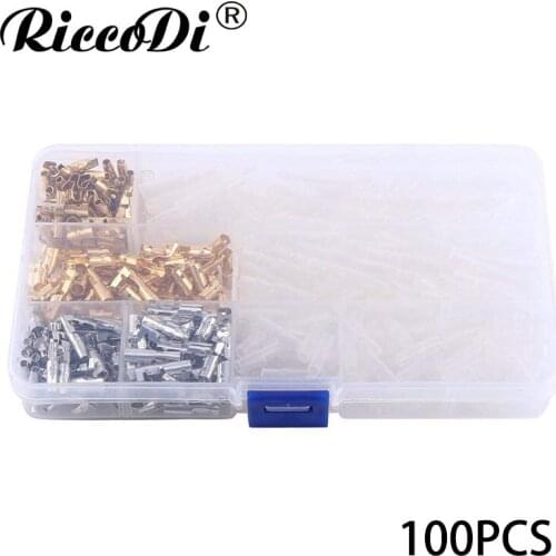 100Pcs 3.9mm Brass Male & Female Wire Bullet Terminals Electrical Crimp Connector With Insulation Sleeve for Motorcycle Kit
