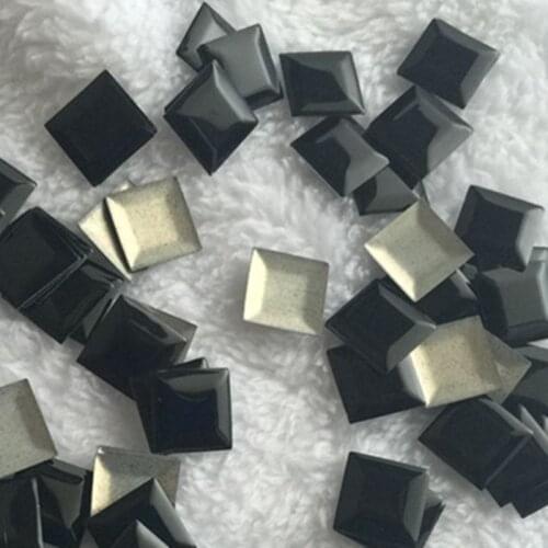 100PCS 4*4mm Black Square Flat Back Iron-on Rhinestuds Heat Transfer Studs Hot Fix Nailhead Panel Pressing Nailheads DIY Spikes